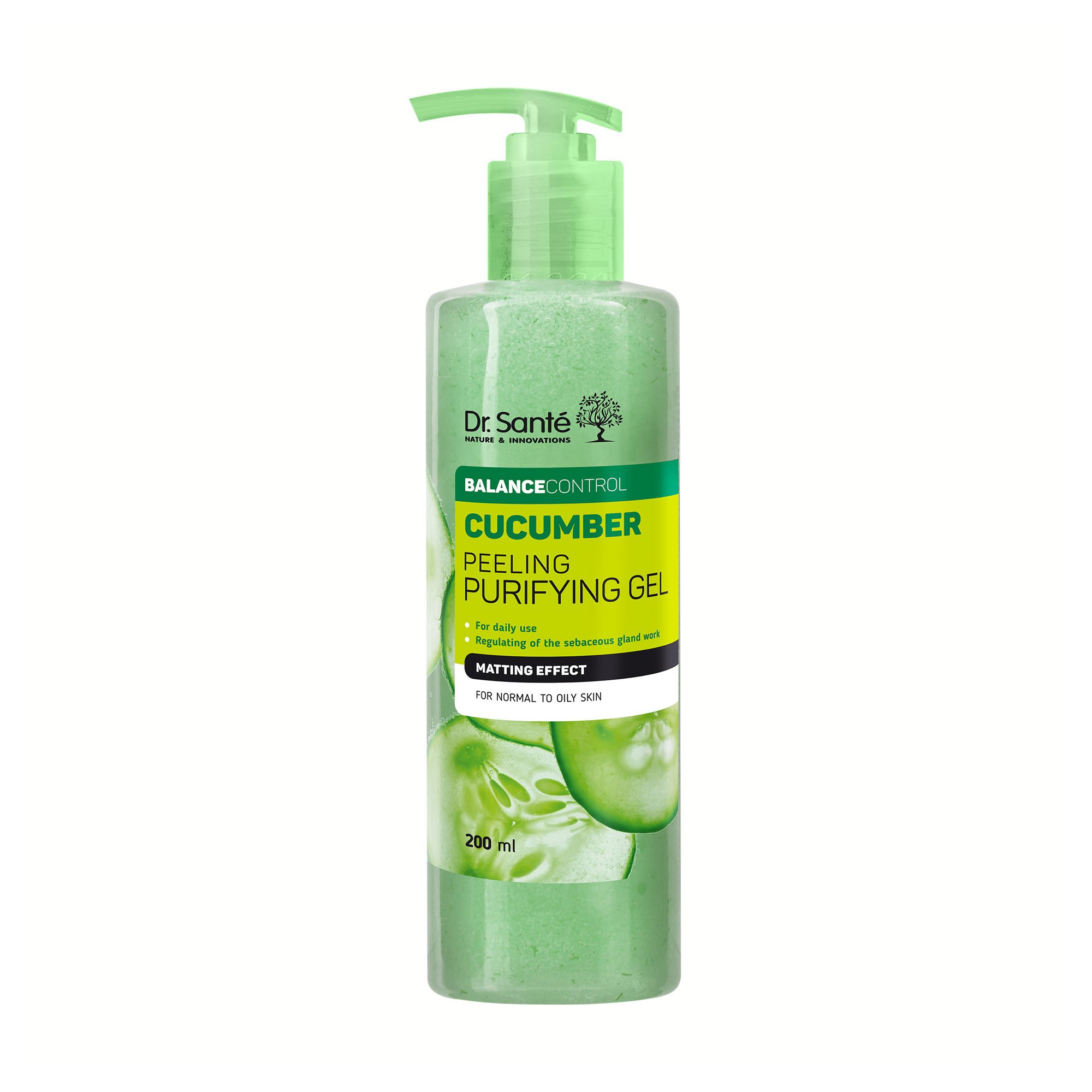 Гель-пілінг для обличчя Dr.Sante Cucumber Balance Control, 200 мл